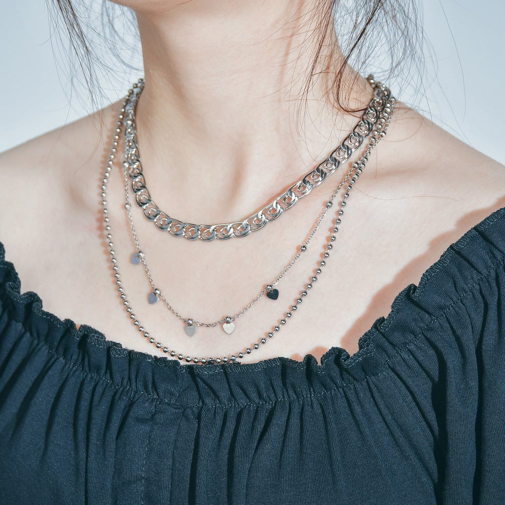 Layered Heart Chain Necklace