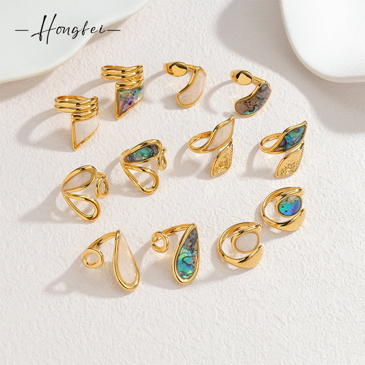 Shell-Inlay Open Ring