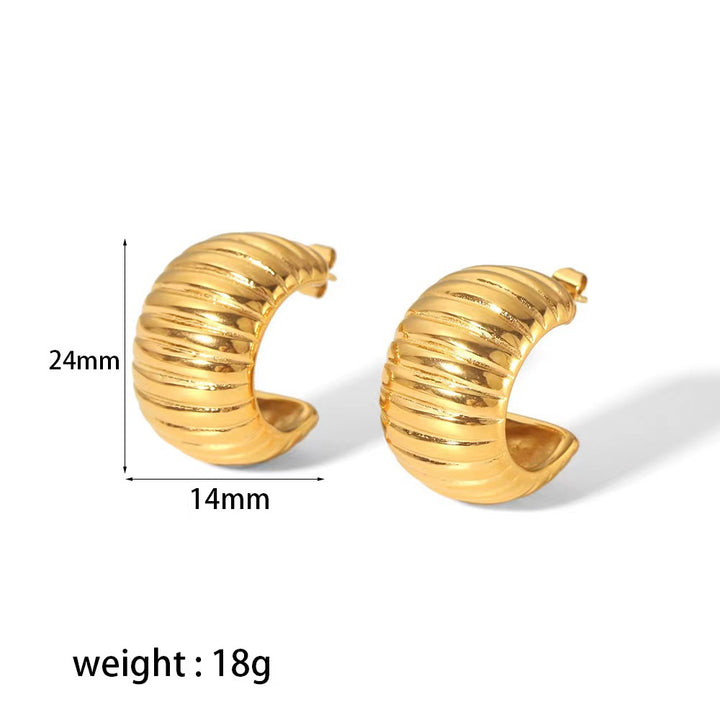 Wide Ribbed C-Hoop Earrings