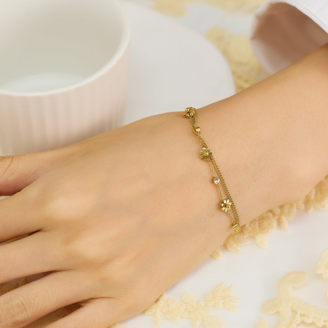 Flower and Bead Bracelet