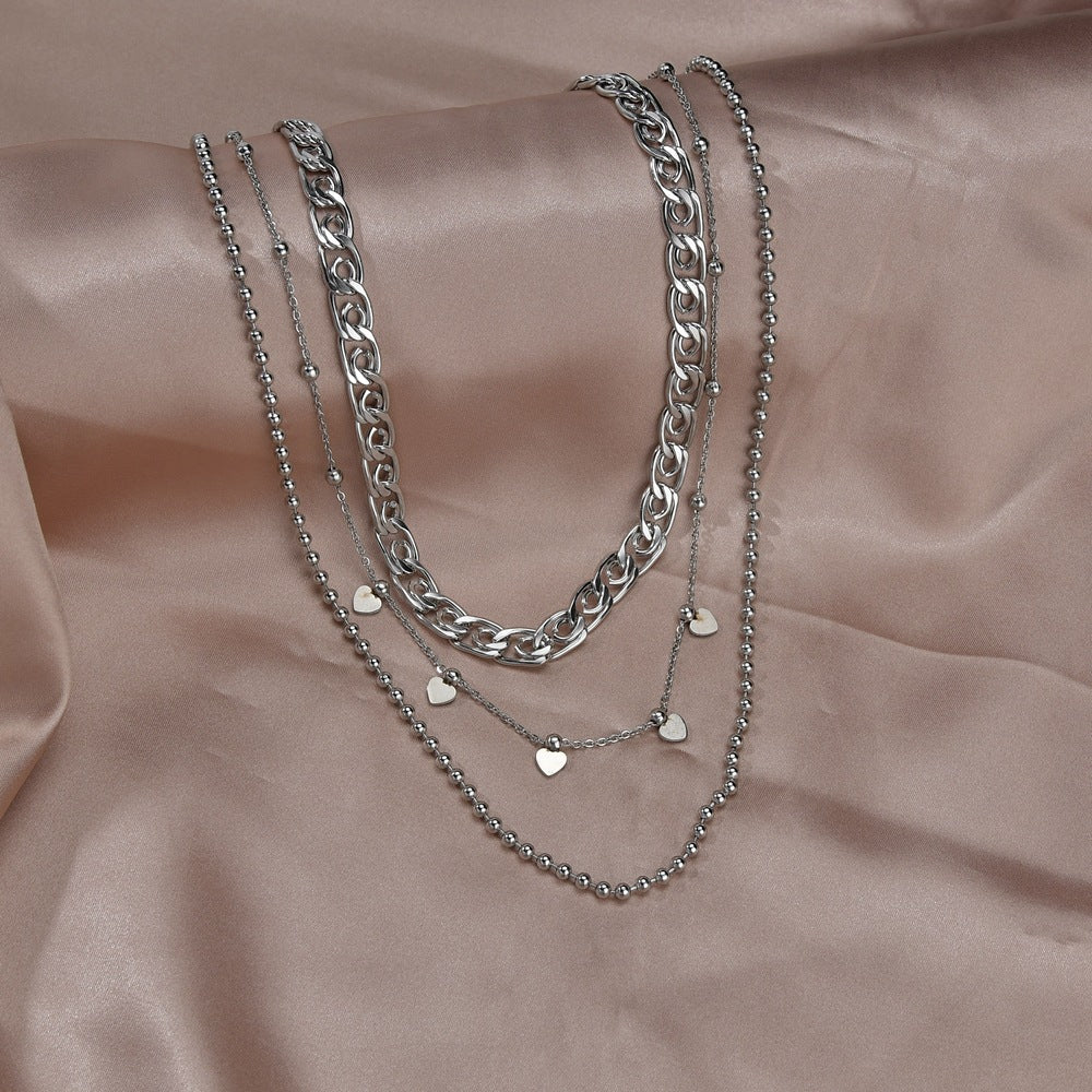 Layered Heart Chain Necklace