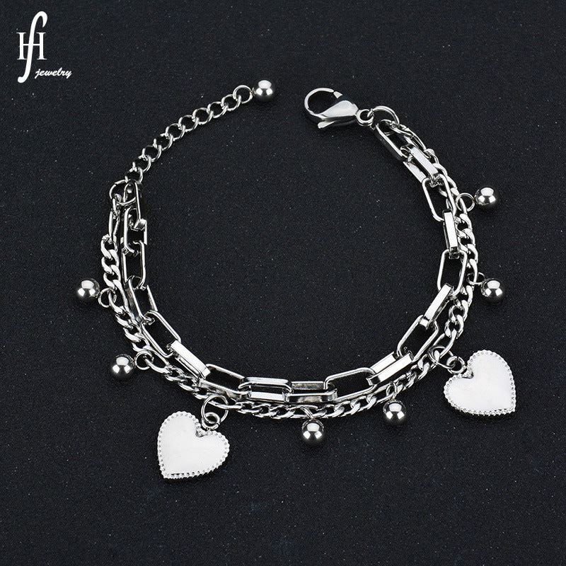 Layered Heart Charm Bracelet