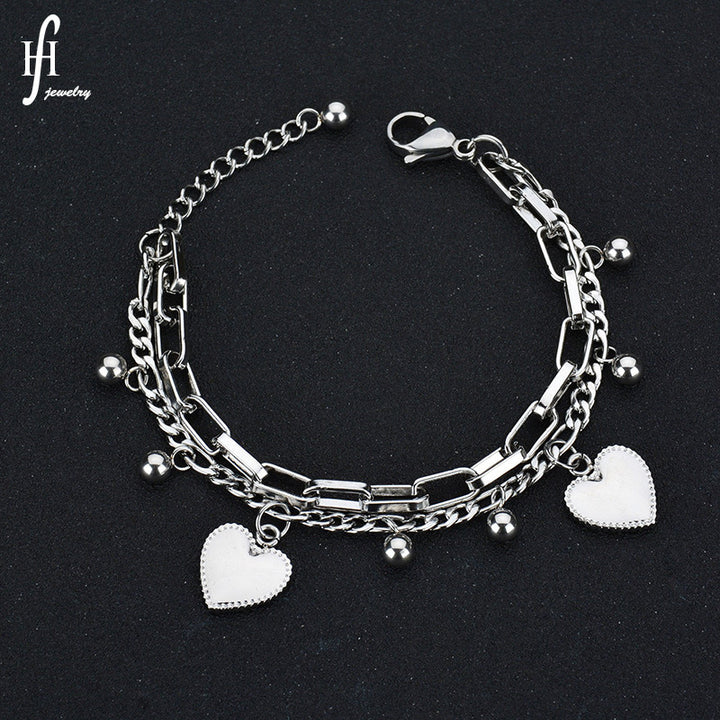 Layered Heart Charm Bracelet