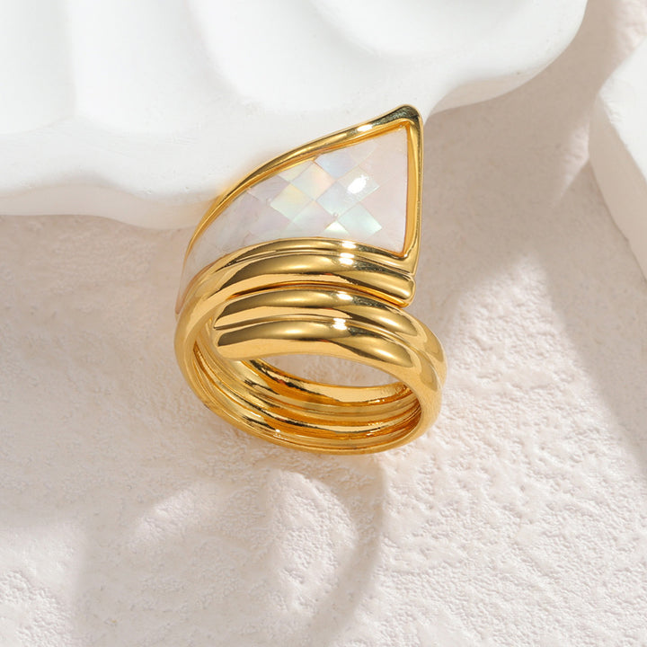 Shell-Inlay Open Ring
