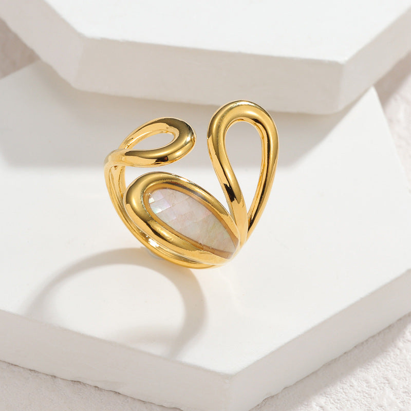 Shell-Inlay Open Ring