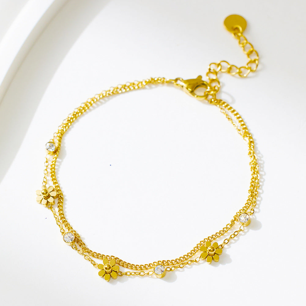 Flower and Bead Bracelet
