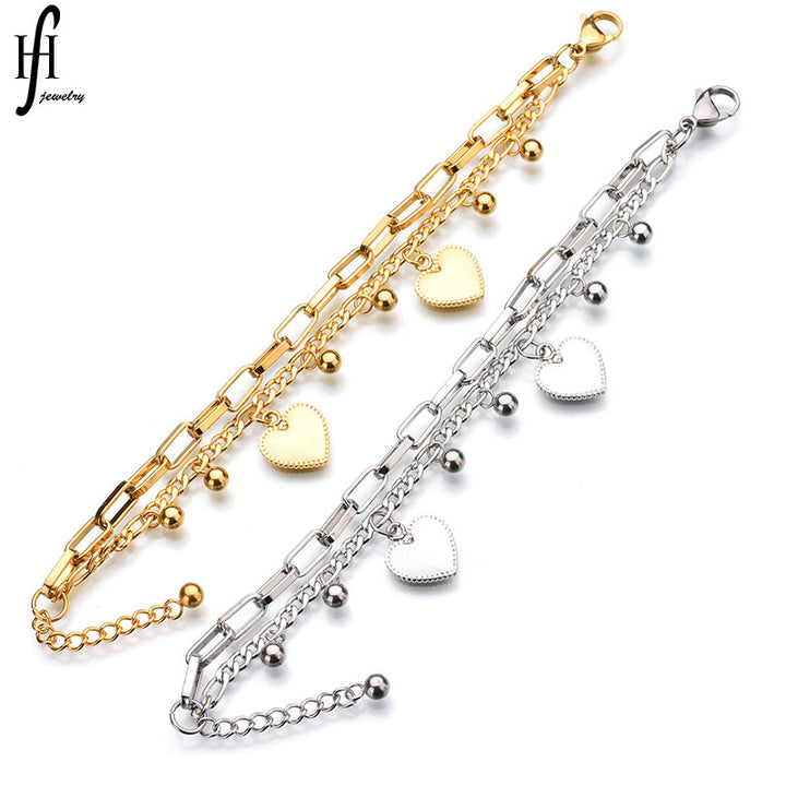 Layered Heart Charm Bracelet
