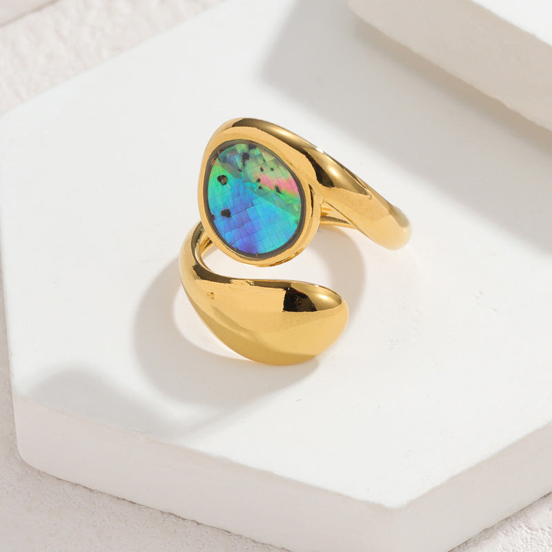 Shell-Inlay Open Ring