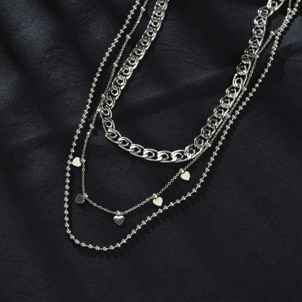 Layered Heart Chain Necklace