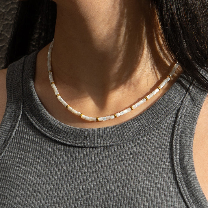 White Shell Bead Necklace
