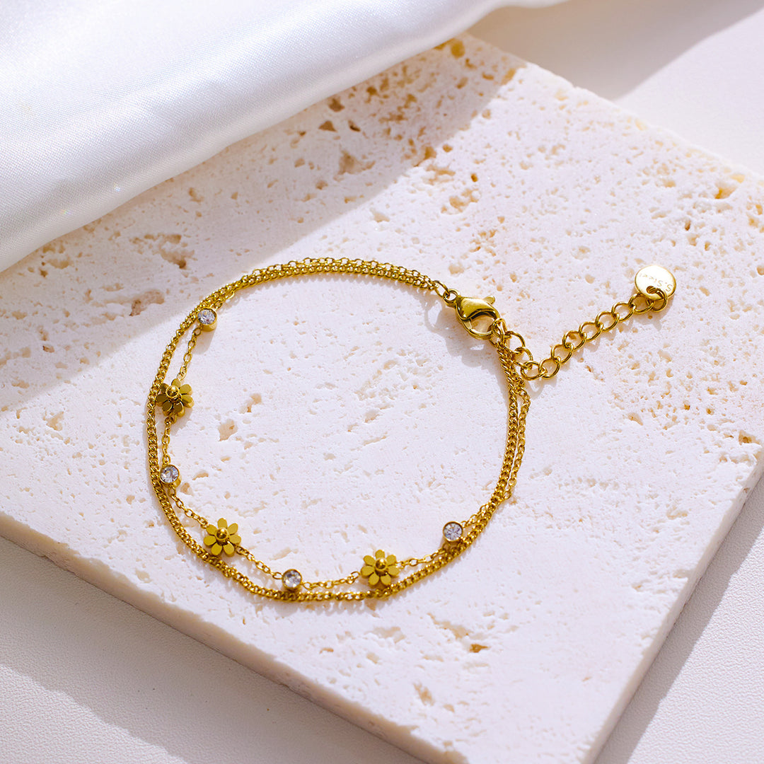 Flower and Bead Bracelet