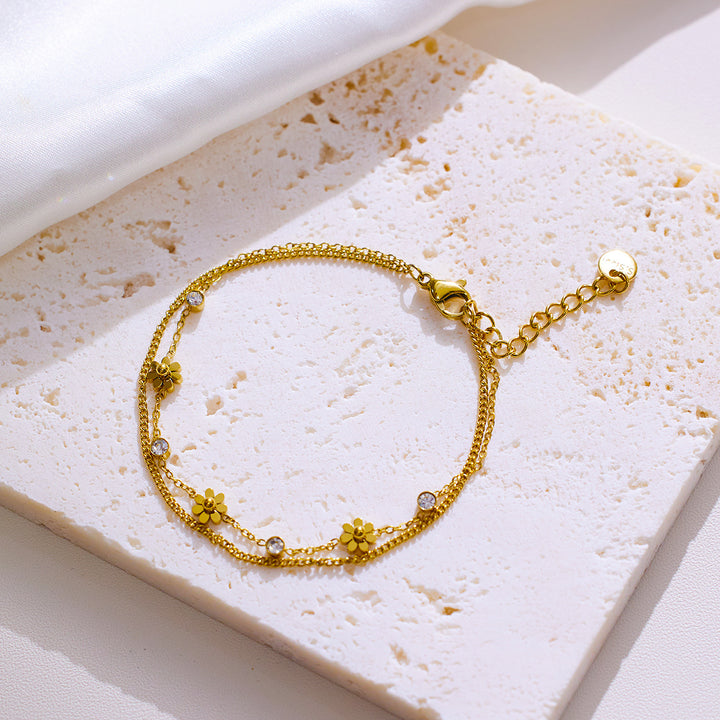 Flower and Bead Bracelet
