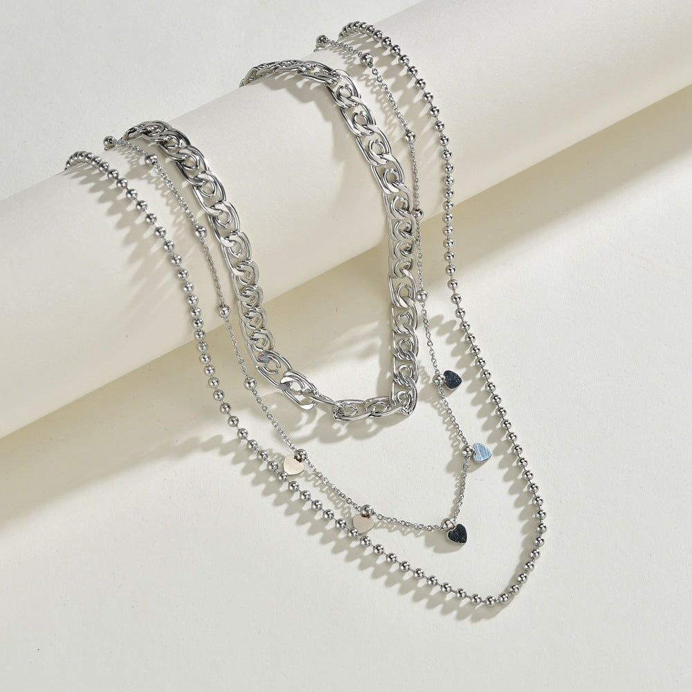 Layered Heart Chain Necklace