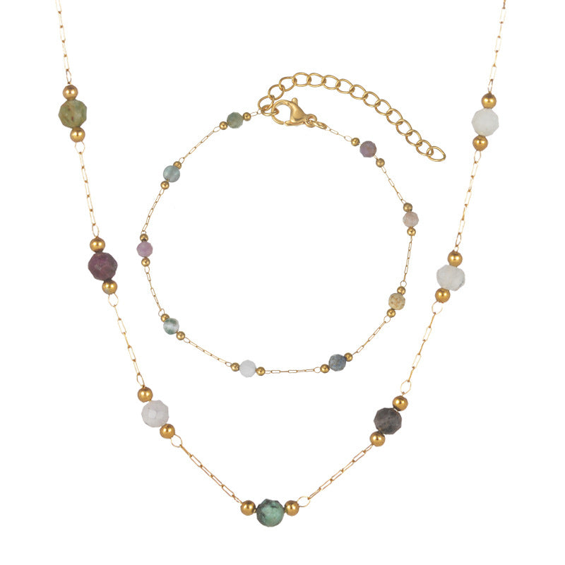 Natural stone necklace and bracelet set