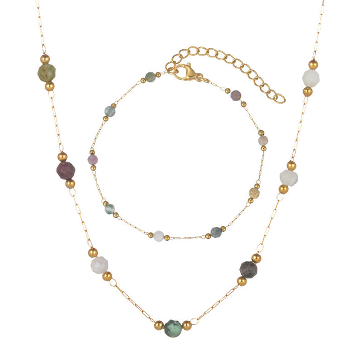 Natural stone necklace and bracelet set