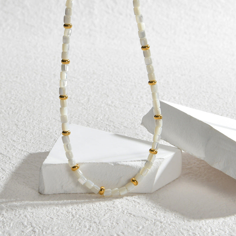 White Shell Bead Necklace