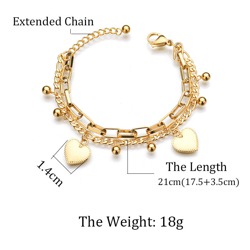 Layered Heart Charm Bracelet
