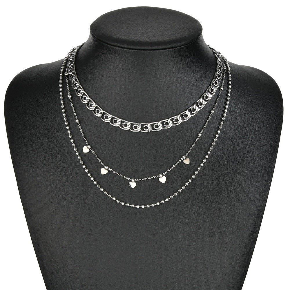 Layered Heart Chain Necklace