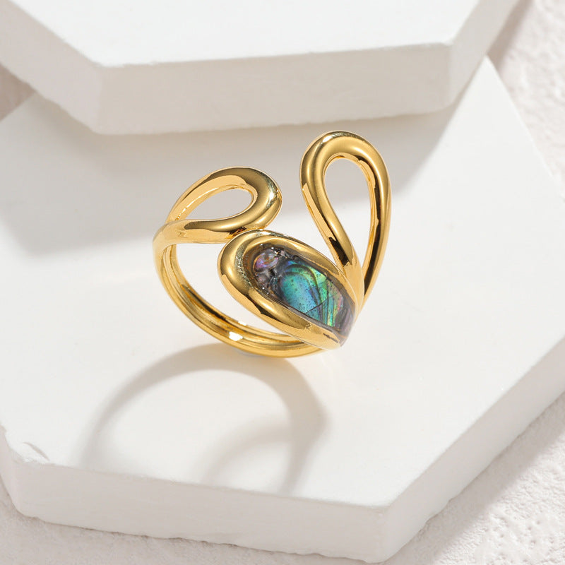 Shell-Inlay Open Ring
