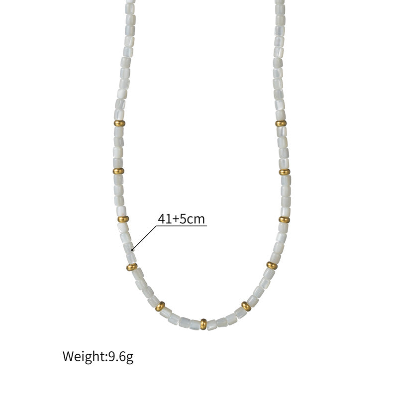 White Shell Bead Necklace