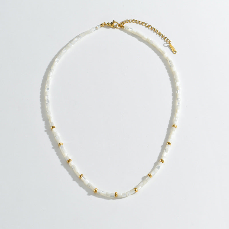 White Shell Bead Necklace