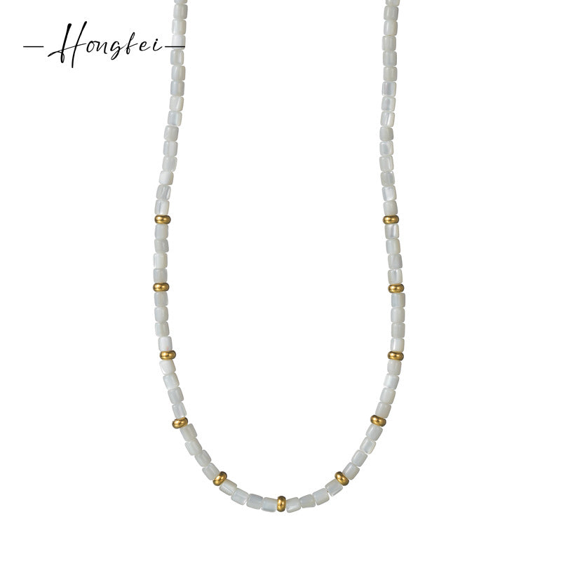 White Shell Bead Necklace