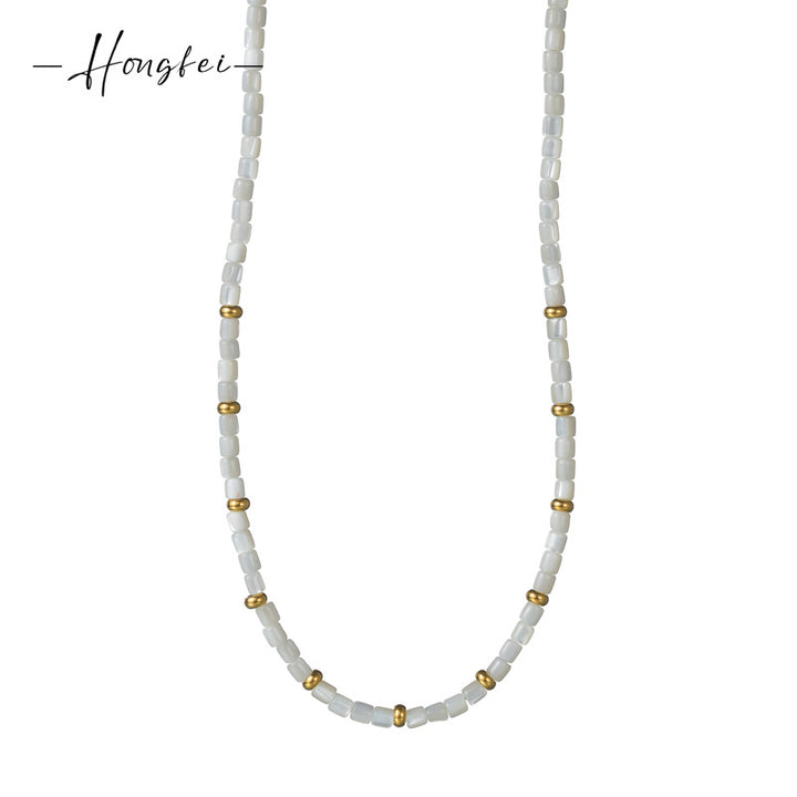 White Shell Bead Necklace