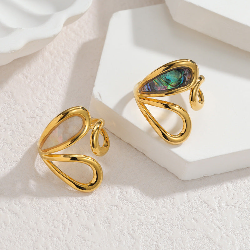 Shell-Inlay Open Ring