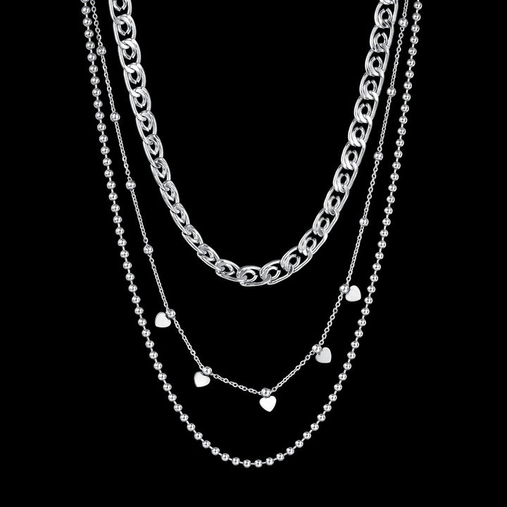 Layered Heart Chain Necklace