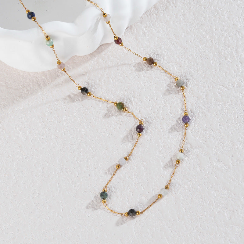 Natural stone necklace and bracelet set