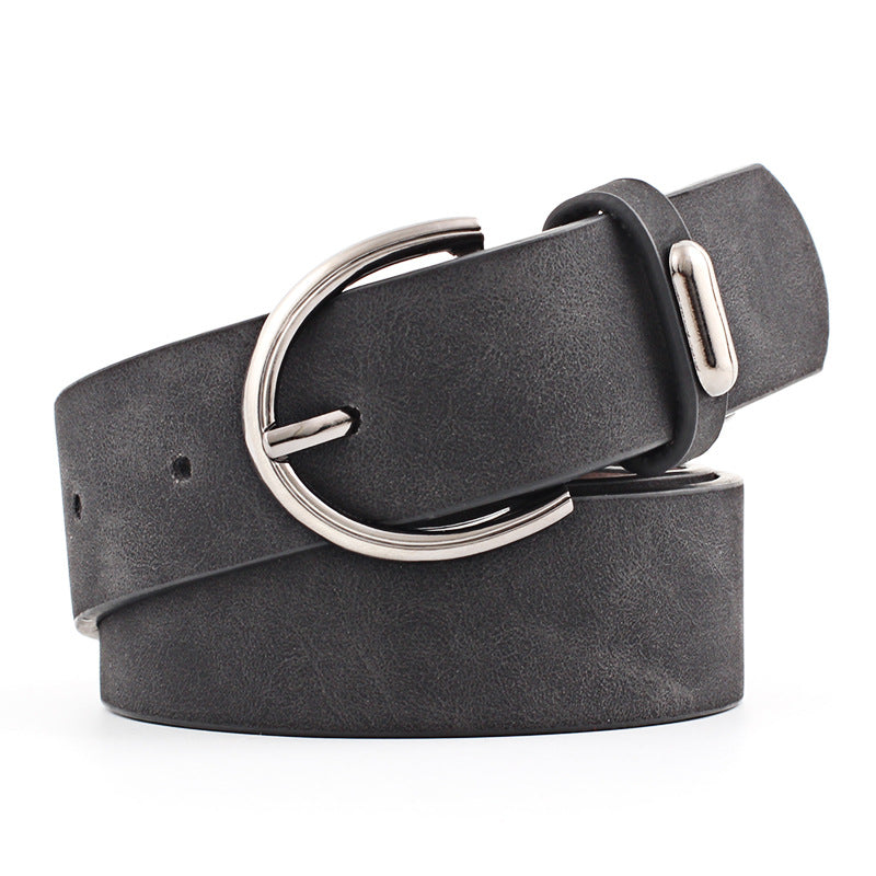 Black Oval-Buckle Belt — Black