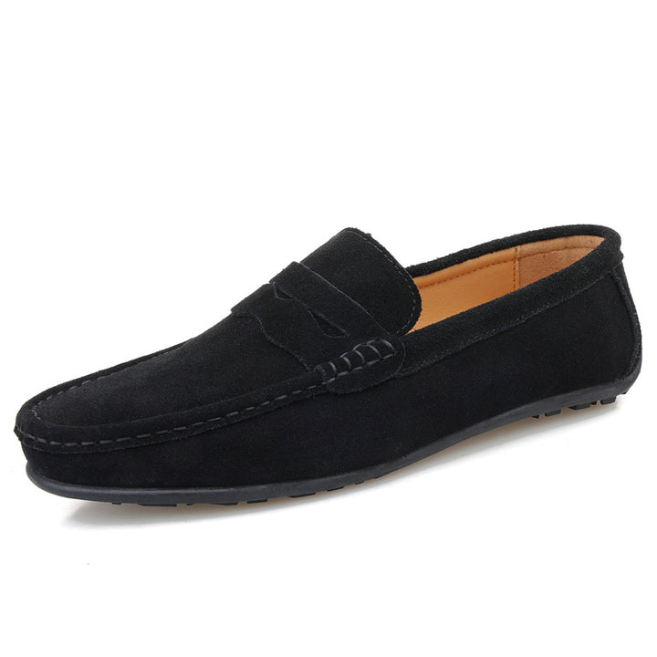 Black Suede-Finish Slip-On Loafers – 890 Black