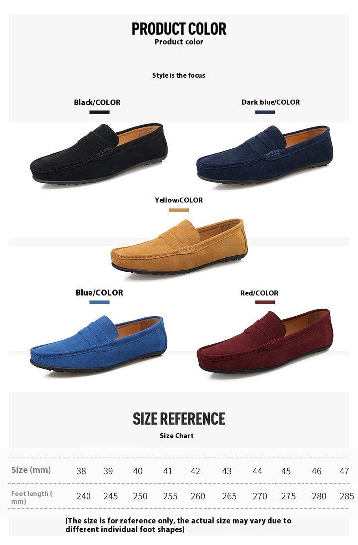 Supplier size chart – Black Suede-Finish Slip-On Loafers