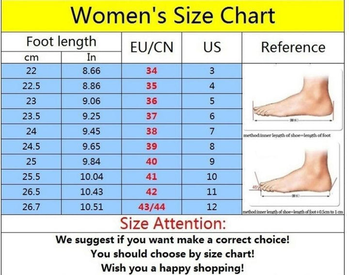 Supplier size chart – Black Canvas Flats with Crossed Straps