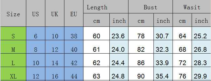 Supplier size chart – Black sequin mini dress with lace-up back