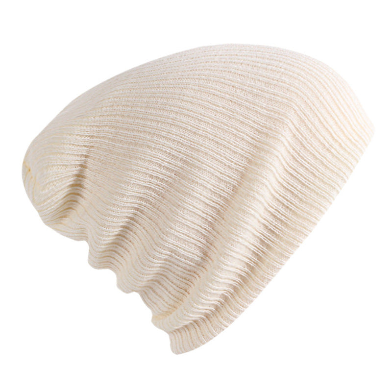 Beige Ribbed Slouch Beanie — Beige