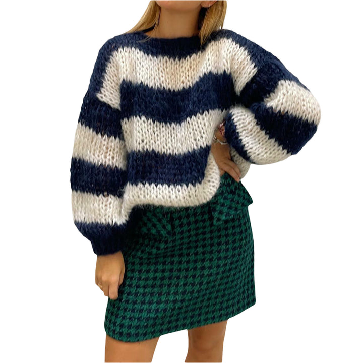 Blue and White Striped Textured Sweater — Blue And White Stripes