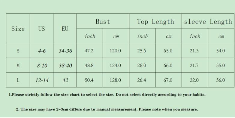 Supplier garment size chart for Blue and White Striped Textured Sweater