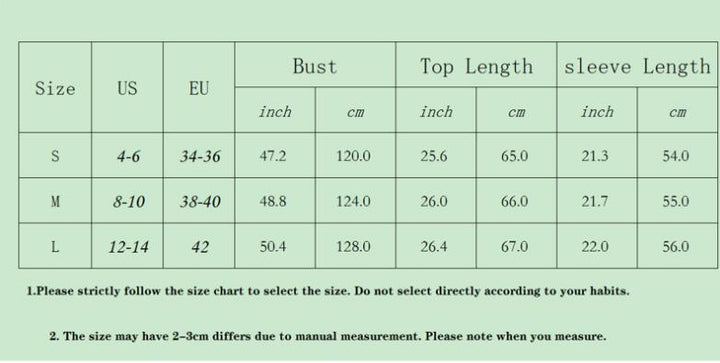 Supplier garment size chart for Blue and White Striped Textured Sweater