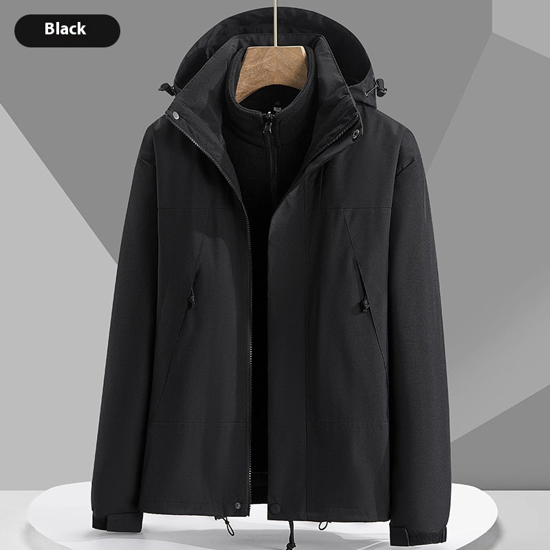 Black Hooded Zip Jacket — Three in one black