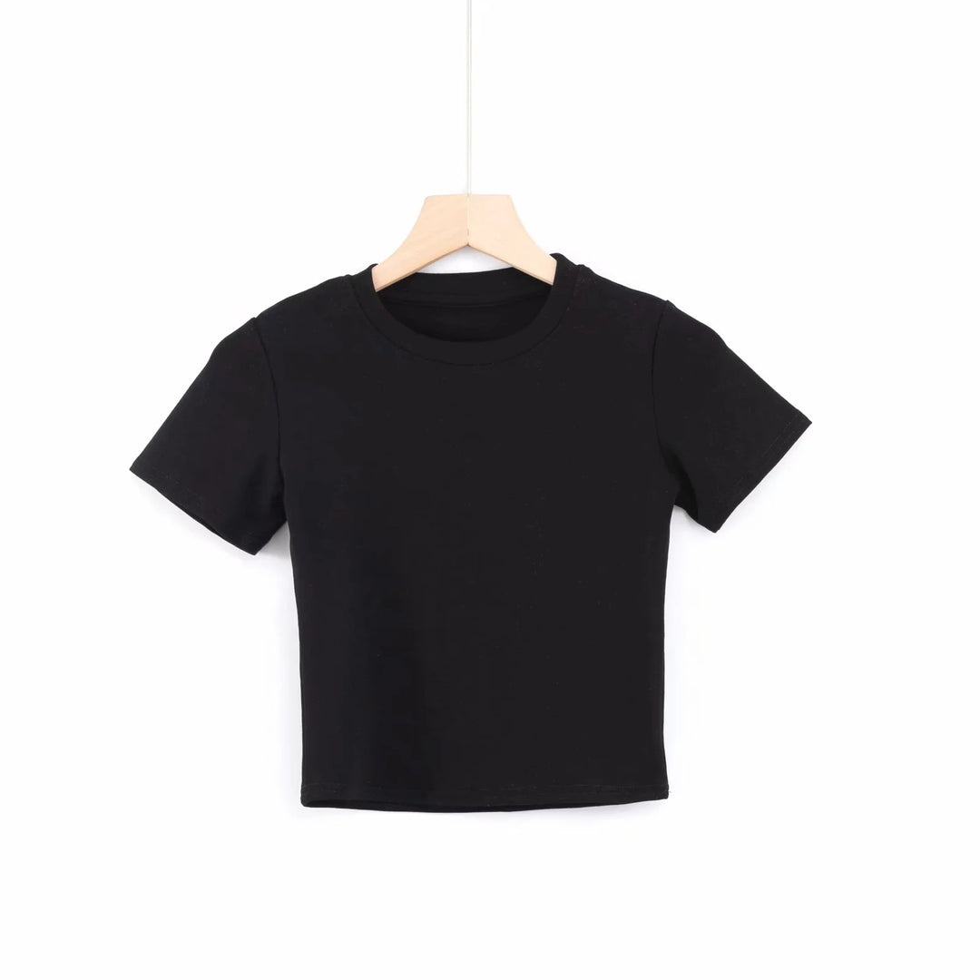 Black Fitted Short-Sleeve Crop T-Shirt