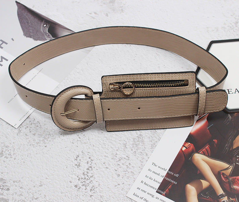 Apricot Textured Belt with Zip Pouch — Apricot