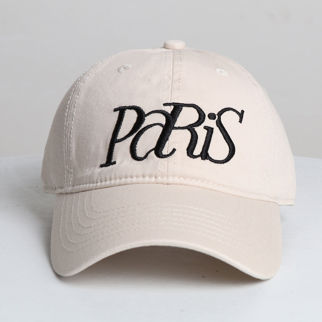 Beige Paris Embroidered Baseball Cap — Beige