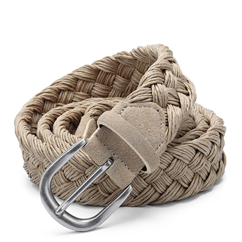 Beige Braided Rope Belt — Beige