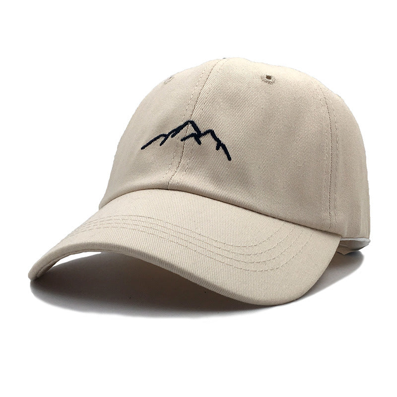 Beige Mountain-Embroidered Cotton Cap