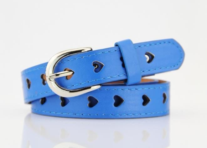 Blue Heart-Cutout Slim Belt