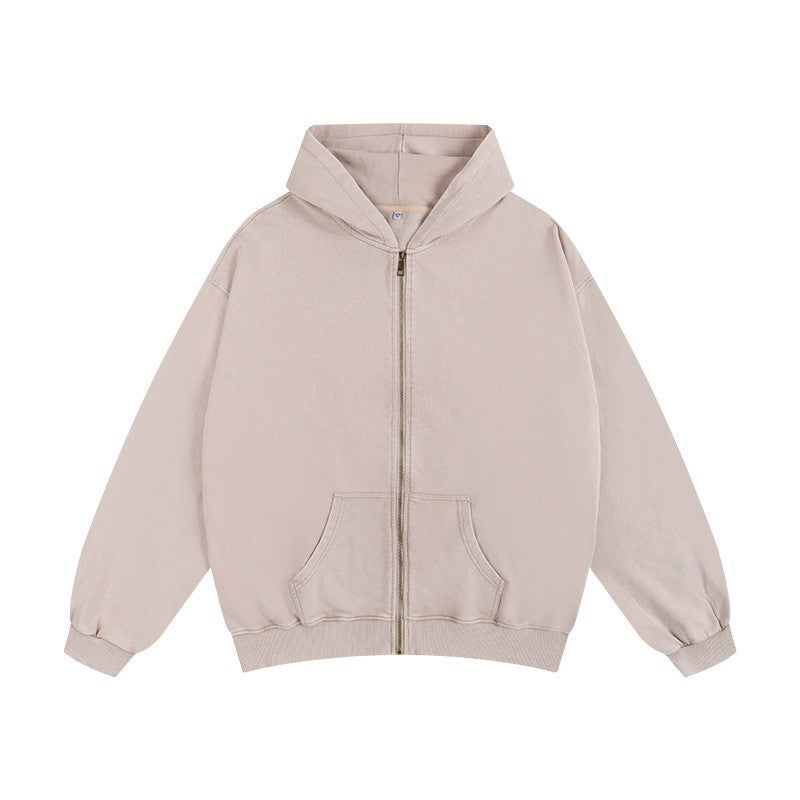 Apricot oversized drop-shoulder zip hoodie. Supplier product photograph.