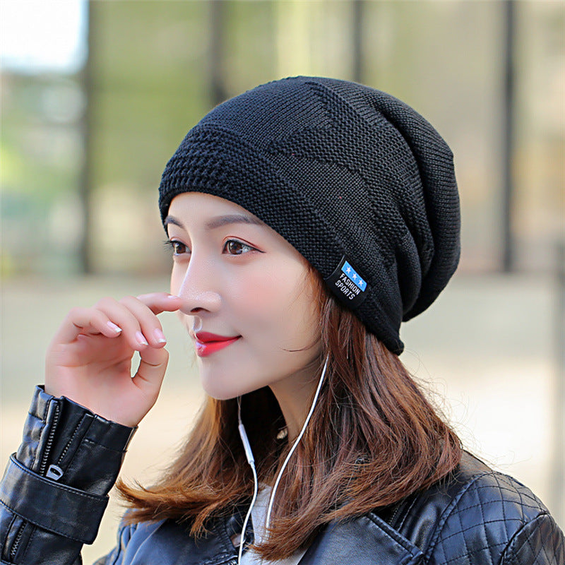 Black Textured Knit Beanie