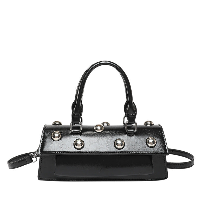 Black Rivet-Detail Mini Handbag