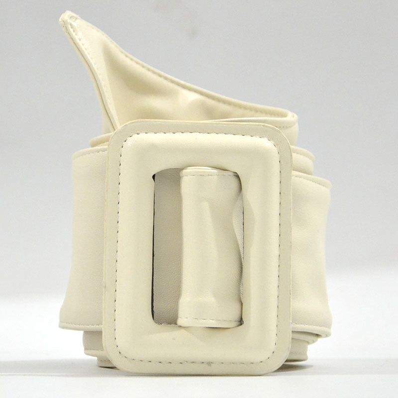 Beige Wide Covered-Buckle Belt